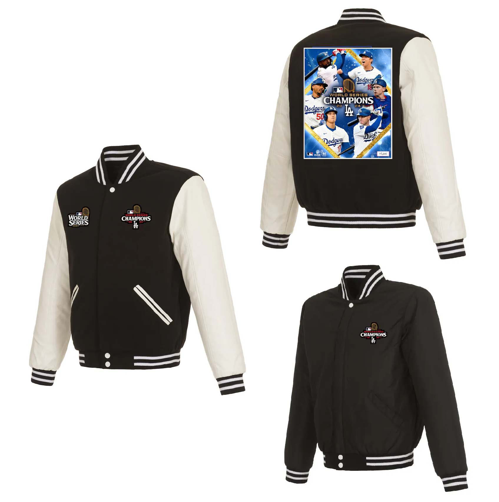 Men Los Angeles Dodgers #5 Freeman 2024 MLB World Series Champions black Jacket->mlb jacket->Sports Accessory